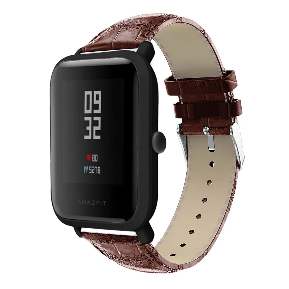 Ремешок для часов из натуральной кожи 20 мм для Xiaomi Huami Amazfit Bip часы браслет Mijia кварцевые samsung gear S2 Garmin Vivoactive 3