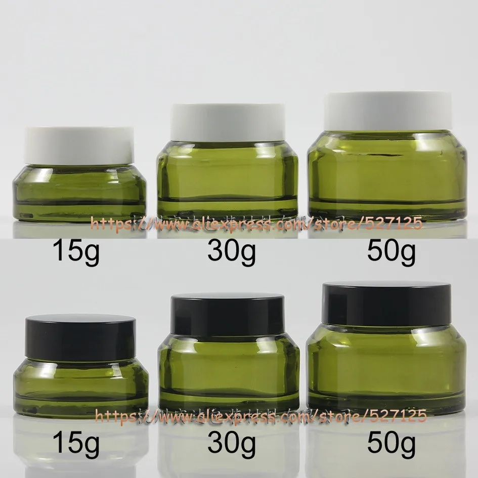 15g 30g 50g Olive Green(Painted) Glass Jar With Plastic Lid For Eye Cream/Mask Cream/Facial Cream/Mini/Sample Container | Красота и