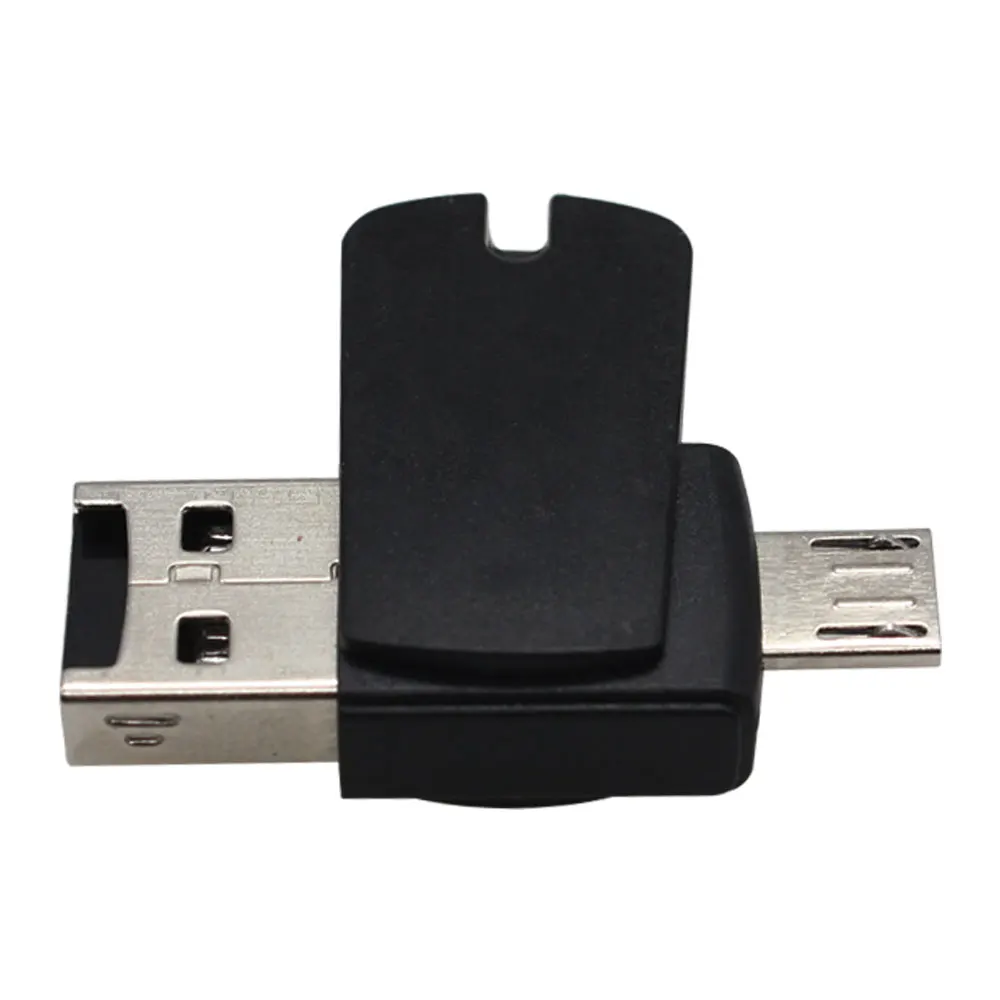 2 в 1 USB 2,0 и TF/Micro Женский к Micro USB Мужской OTG кардридер адаптер Черный