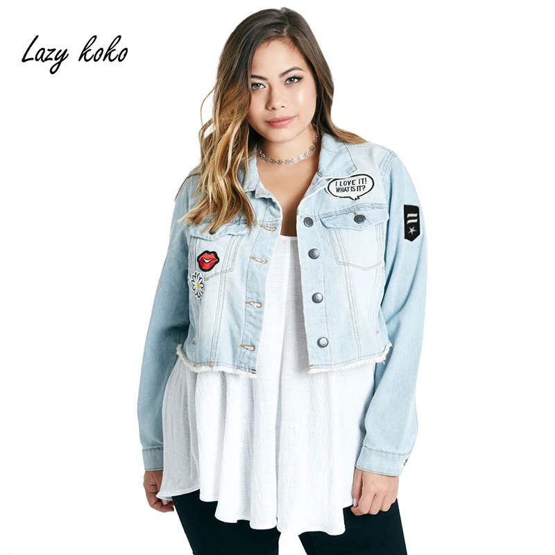 Lazy KoKo font b Women b font Plus Size Short Denim font b Jacket b font