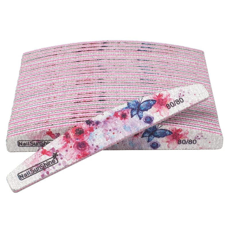

50Pcs EVA Nail File Buffing 80/80 Colorful Flower Strong Sandpaper Nail Buffer Diamond Curve Washable Polishing Manicure Tools