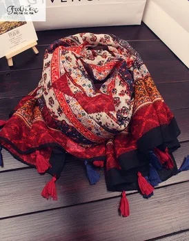 Scarves scarves national wind palace, cashews printing cotton and linen scarves, sun shawls, beach scarf mantillas