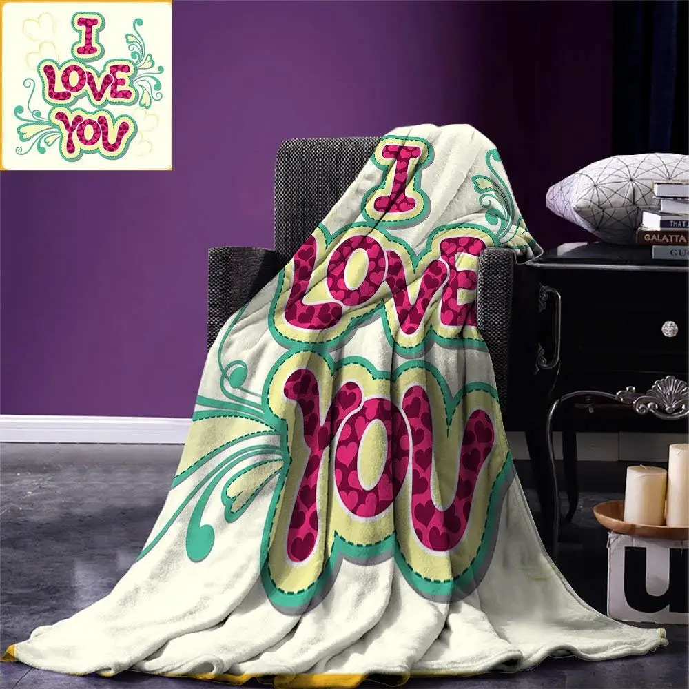 I Love You Throw Classic Style Pastel Valentines Birthday Forever Partners Design Warm Microfiber Blanket | Дом и сад