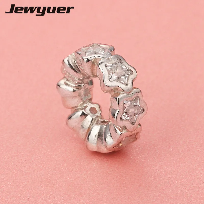 

Stars spacer Spacer Charms 925 Sterling Silver Bead Jewelry Fit Bracelets Christmas gift DIY for women Memnon Jewyuer SP039