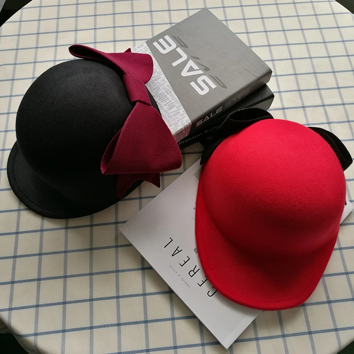 

and autumn winter adult Korean version of the new big bow wool Baseball Cap Hat Vintage England peaked cap knight cap