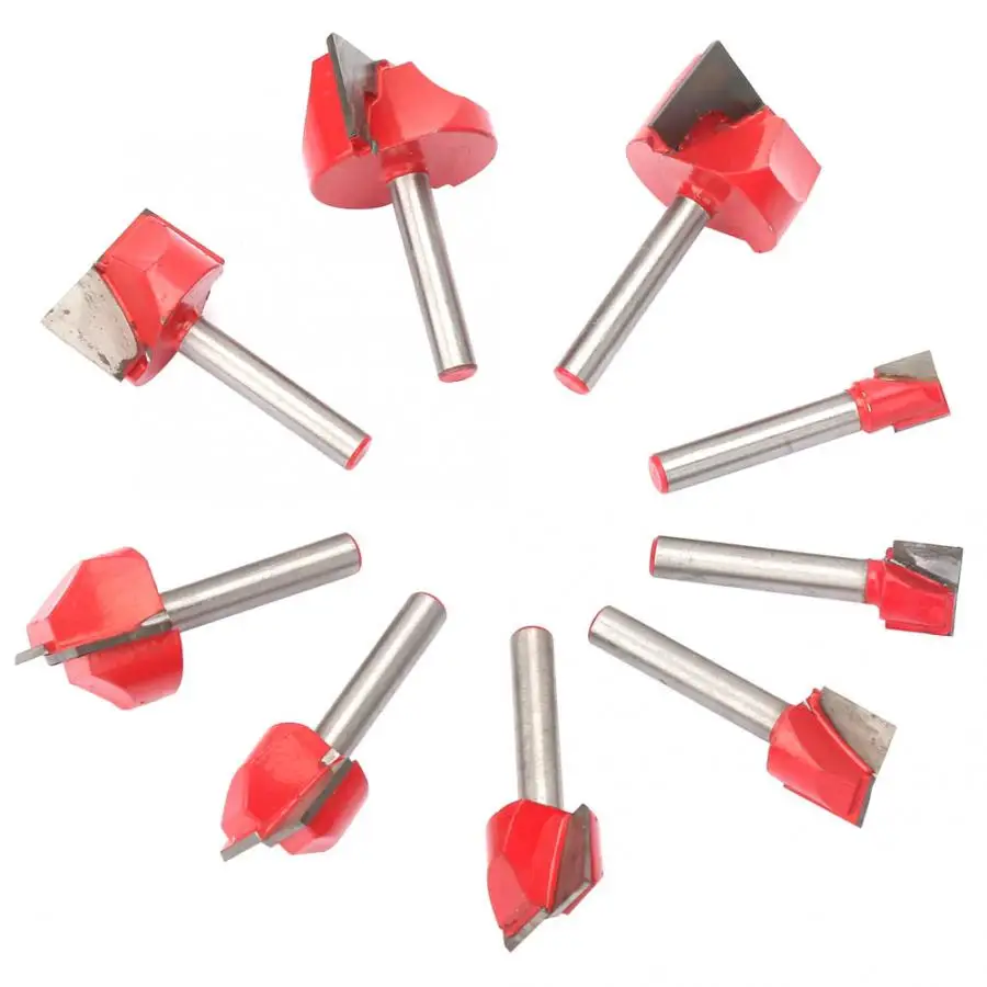 

Milling Machine 9Pcs High Accuracy 6 Shank Woodworking Engraving Router Bit Cutting Tool Accessories Machine