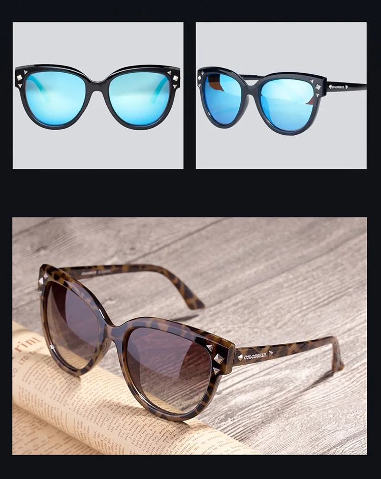 COLOSSEIN поляризованные солнцезащитные очки для Женщин уличные Винтажные модные новое поступление солнцезащитные очки негабаритные черная рамка TAC UV400
