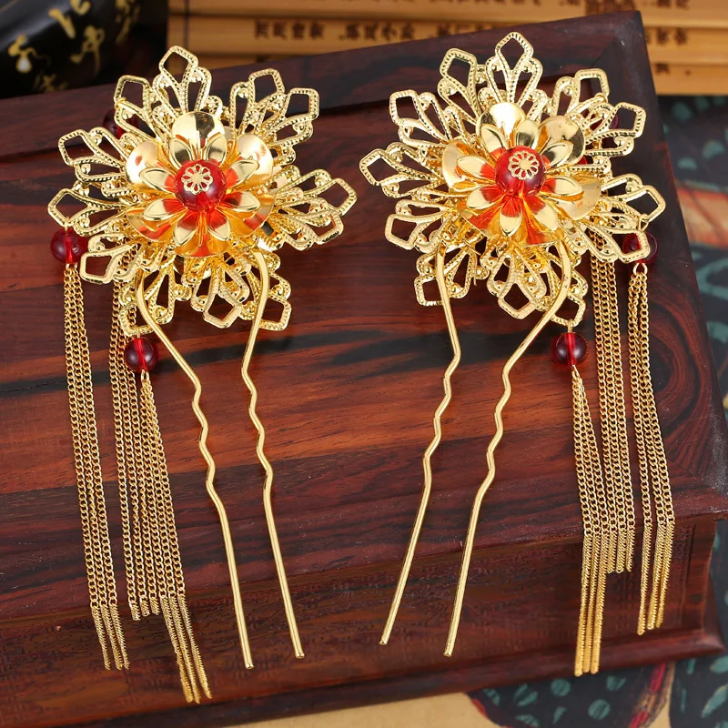 

2017 NEW Retro Chinese style Classical beauty bride Hairpin wedding photography Performance Headdress Free shipping