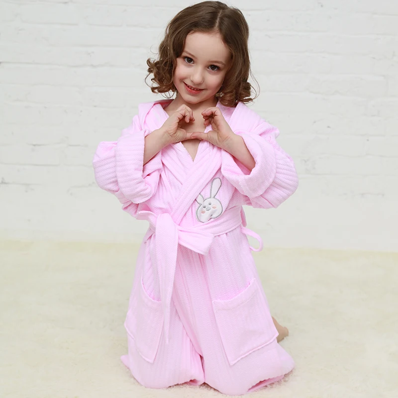 Children's bathrobe kids gowns spring and autumn cotton baby hats boys