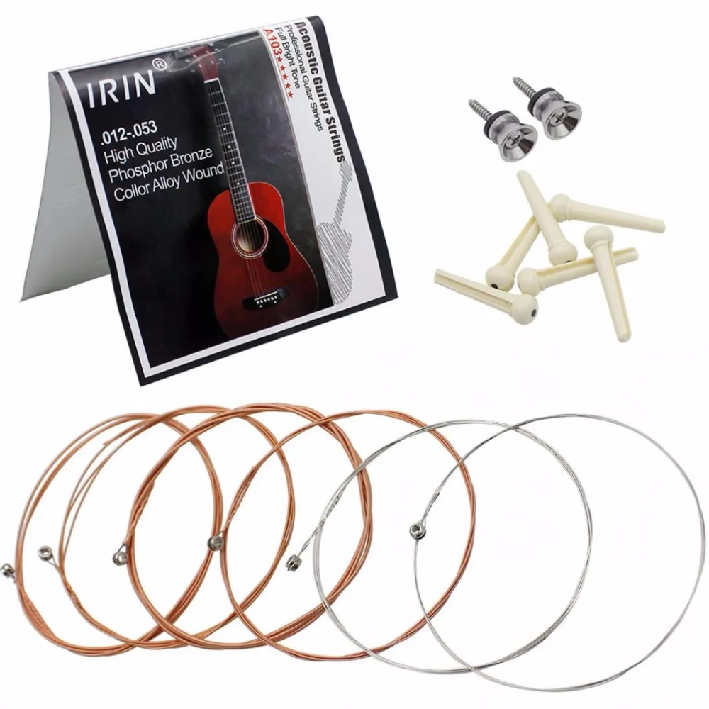 2 Packs ABS and Metal Material Folk Acoustic Guitar Strings + 2 Pcs
