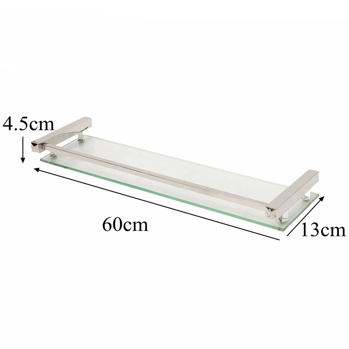 Полка для ванной комнаты, стеклянная хромированная латунная душевая полка, латунная основа со стеклянным ярусом, аксессуары для ванной комнаты, настенная полка - Цвет: 60cm