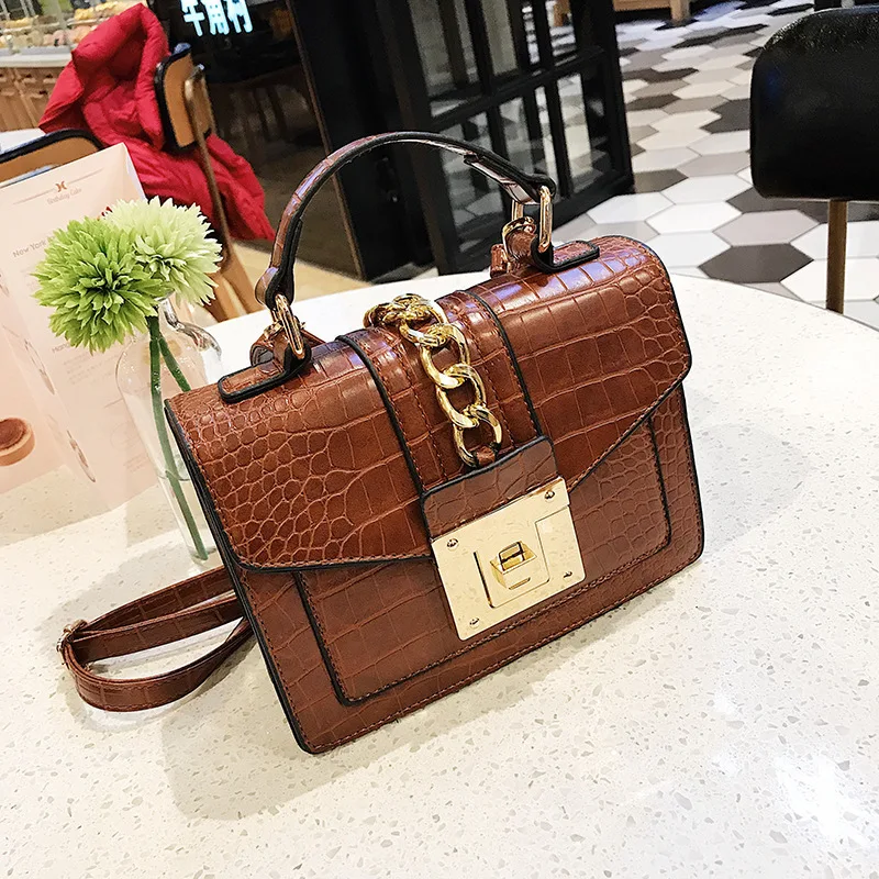 LAN LOU, женская сумка, новинка, сумка-мессенджер, ручная отправка, через плечо, каменная зерно, маленькая квадратная посылка, роскошные сумки, женские сумки, дизайнерские - Цвет: brown