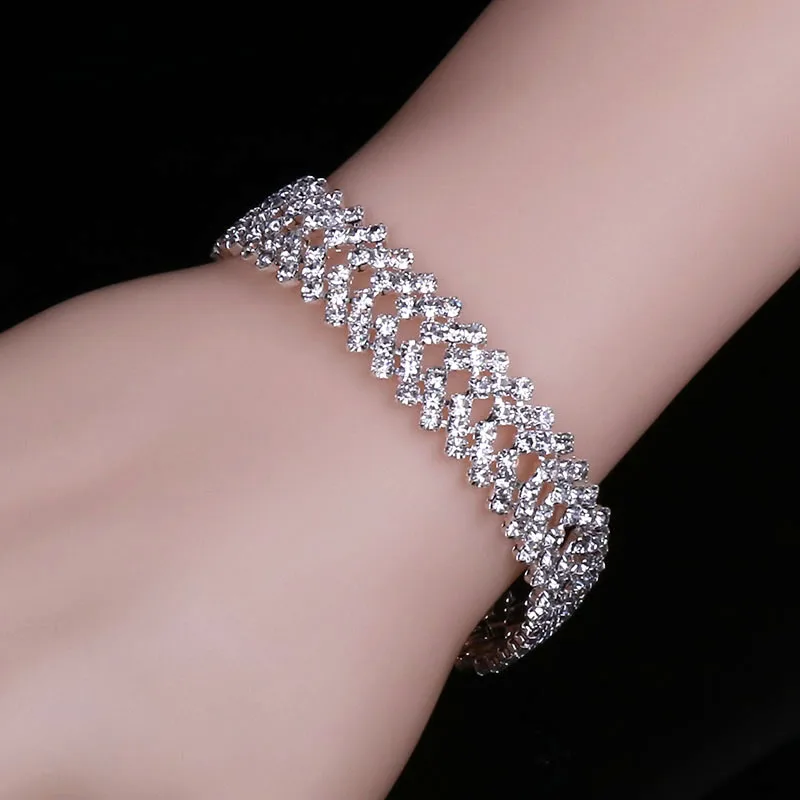 Elegant Simulated Pearl Crystal Bracelets For Women Silver Color Charm Bracelets & Bangles Bridal Wedding Jewelry Femme Gifts