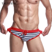 Новые летние сексуальные мужские плавки Брендовые мужские купальные костюмы Модные Полосатые плавки мужские плавки бикини для серфинга
