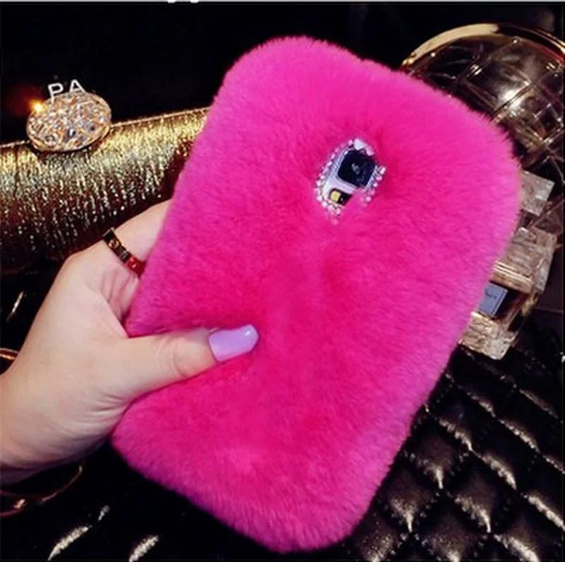 Luxury Real Rabbit Hair Case For Samsung Galaxy S5 S4 Back