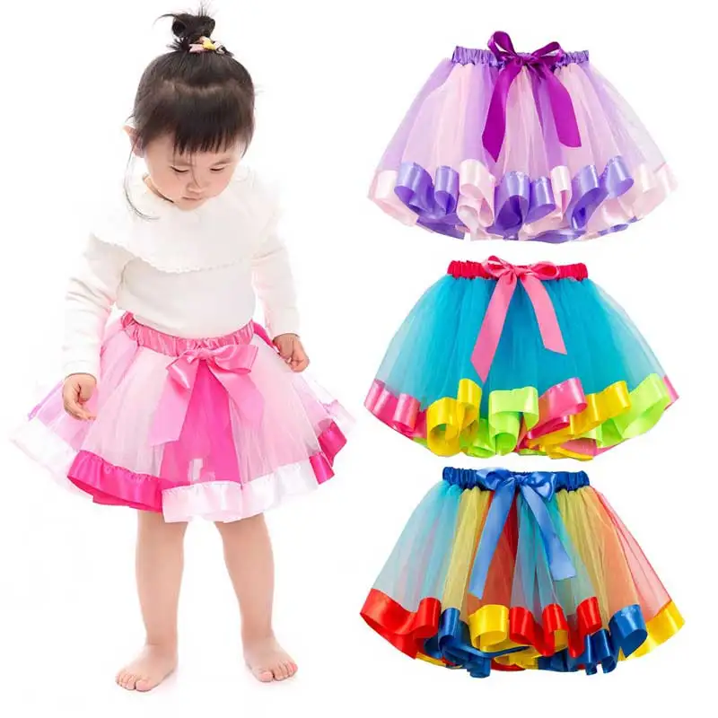 Buy Baby Girls Tulle Skirt Kids Cute Rainbow Mini Tutu