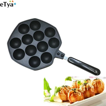 

12 Holes Aluminum Alloy Takoyaki Pan Takoyaki Maker Small Octopus Balls Mold Baking Pan Home Cooking Tools Kitchenware Supplies