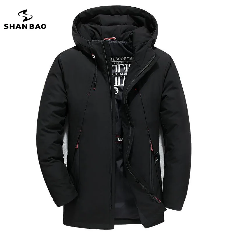 Мужской пуховик на молнии черный теплый с Диагональной молнией и капюшоном