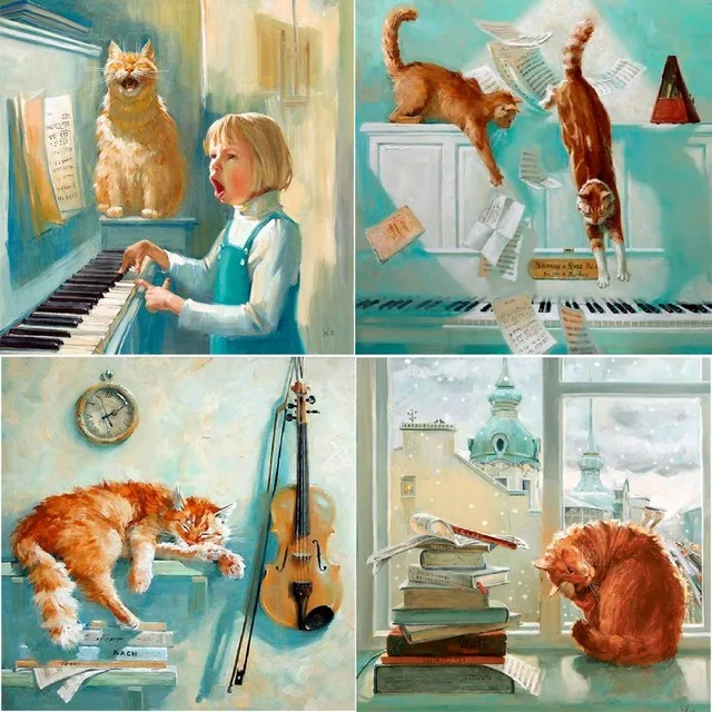 

5D DIY Diamond Painting Cats Embroidery Animals Full Square diamond mosaic for girl Gifts Craft Home Decoration