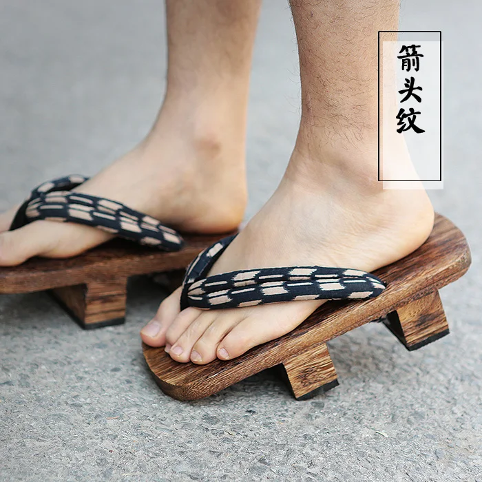 2017 Japanese clogs sandals men with flip flops paulownia wood slippery bathroom slippers clogs size 35