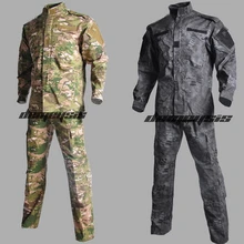 Камуфляжная тактическая Мужская одежда, спецназ, боевая рубашка+ штаны, солдатские тренировочные костюмы, Боевая страйкбольная униформа, куртка+ штаны