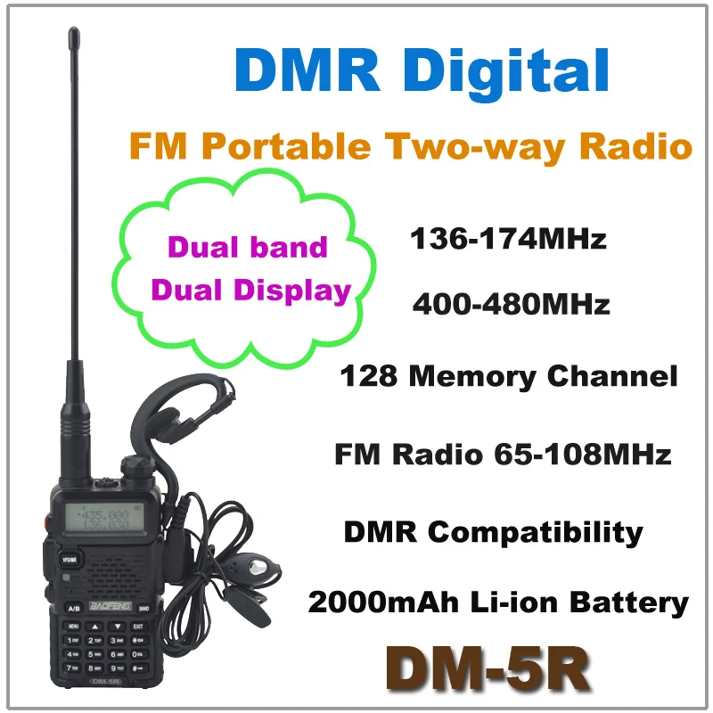 bilder für BAOFENG DM-5R Dual Band DMR Digitale FM Walkie talkie Portable Two-way radio Transceiver mit 2000 mAh Li-Ion akku bilder für BAOFENG DM-5R Dual Band DMR Digitale FM Walkie talkie Portable Two-way radio Transceiver mit 2000 mAh Li-Ion akku