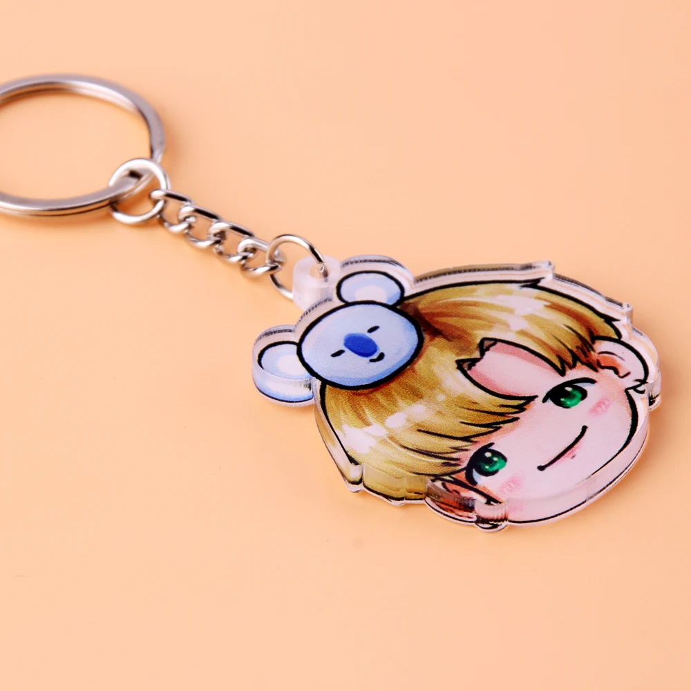 Акриловый аниме милый брелок для ключей Love Yourself Porte Clef - Цвет: Photo Color1