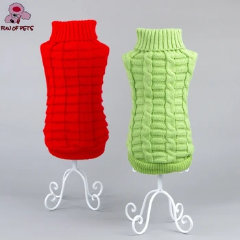 

2017 New Autumn & Winter Red/Green/Yellow/Blue/Pink Solid Color Warm Sweater Dog Clothes for Pets Puppy Dogs