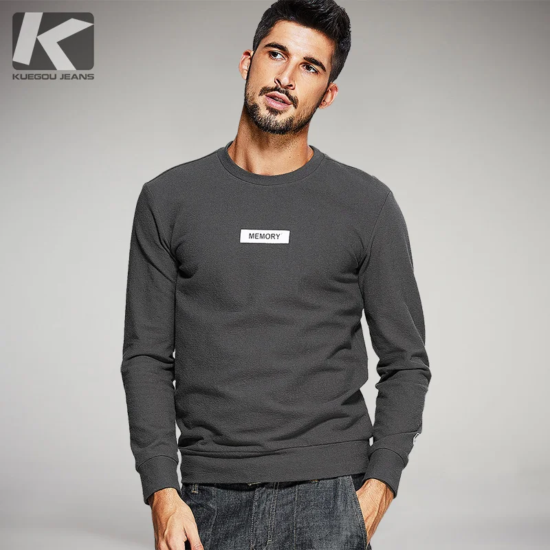 Big Sale Autumn Mens Casual Sweatshirts Print Letter Gray