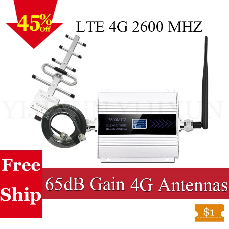 

For Russia Cellular 4G Amplifier LTE 2600Mhz 4G Mobile Signal Repeater 4G LTE FDD 2600Mhz Cell Phone Signal Booster 4G Antenna