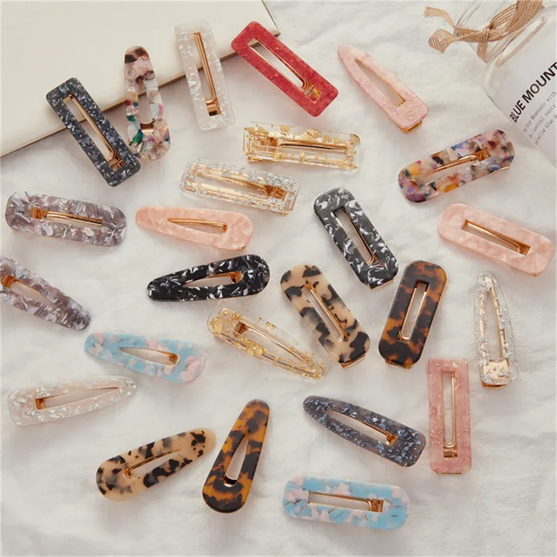 

2019 New Women Girls Acrylic Hollow Waterdrop Rectangle Hair Clips Tin Foil Sequins Hairpins Barrettes Headband Hair Accessories