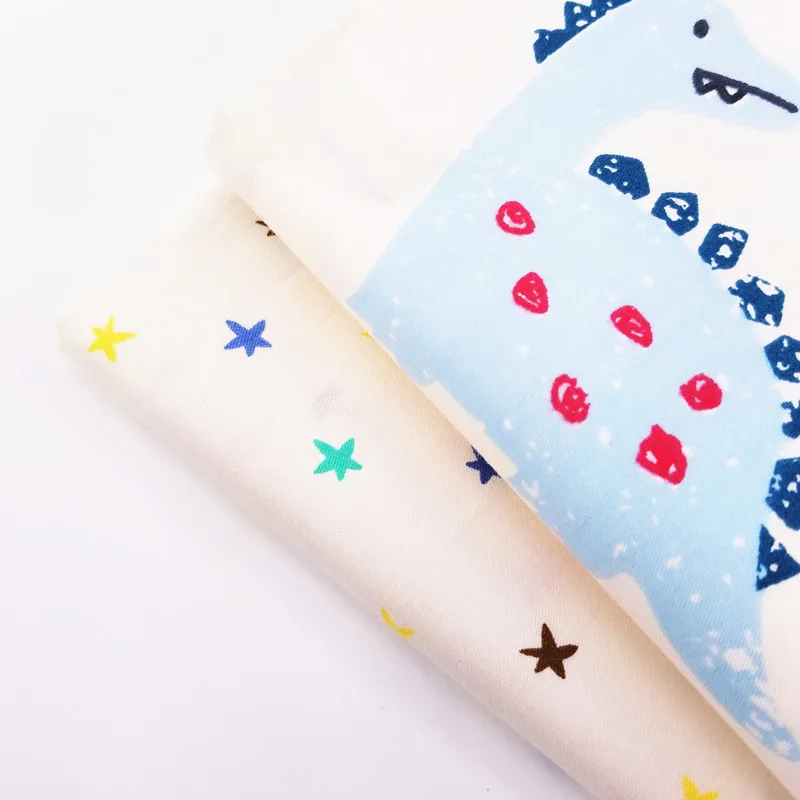 

Cute Dinosaur/Star Printed Patchwork Cotton Twill Quilting Fabric For Home Textile Bedding Baby Cloth Various Sizes By Meters