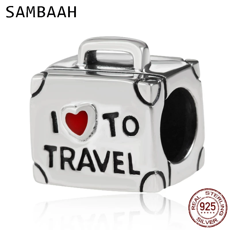 Sambaah I Love to Travel Charm 925 Антикварные бусины из стерлингового серебра подходят для