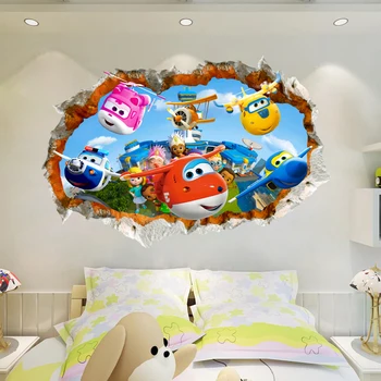 

3D Super Wings Plane Wall Sticker Kids Girls Boys Bedroom Decal Decor Gift B686 removeable Free Shipping