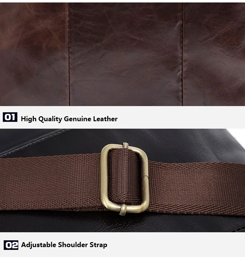 MJ Men's Bags High Quality Genuine Leather Messenger Bag Male Bags Original Real Leather Crossbody Bag Shoulder Handbag (12)