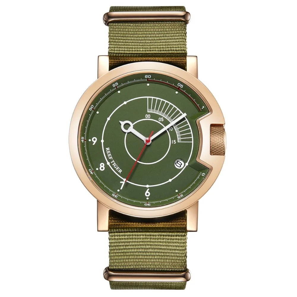 

Reef Tiger RGA9035 Men New Fashion Sport Concept Dial Waterproof Automatic Mechanical Wrist Watches With Nylon Strap - Rosegold