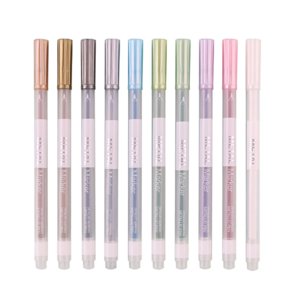

10 pcs/Lot Metallic Pen Detailed Marking Color Metal Marker for Album Black Paper Drawing School Art Supplies