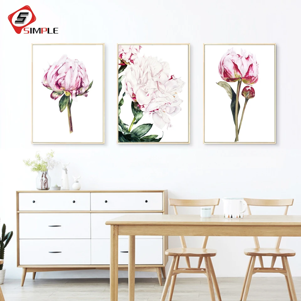

Peony Poster Flower Nordic Poster Tulip Rose Pictures Cuadros Decoracion A4 Wall Art Canvas Painting Posters And Prints Unframed
