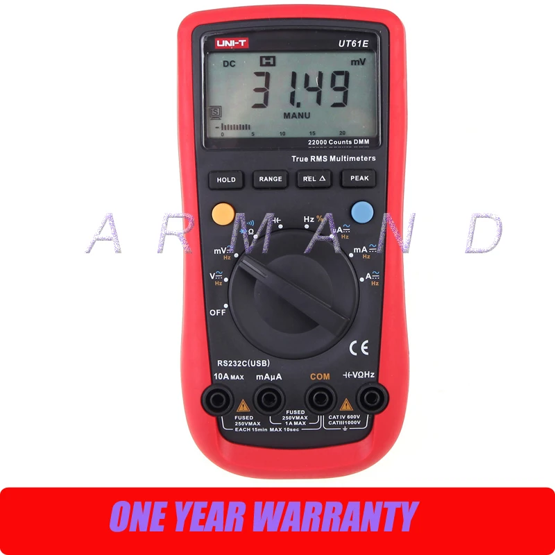 

UNI-T UT61E 22000 Counts True Rms Digital Multimeter AC/DC Voltage Current,Resistance,Capacitance Tester with RS232C Cable