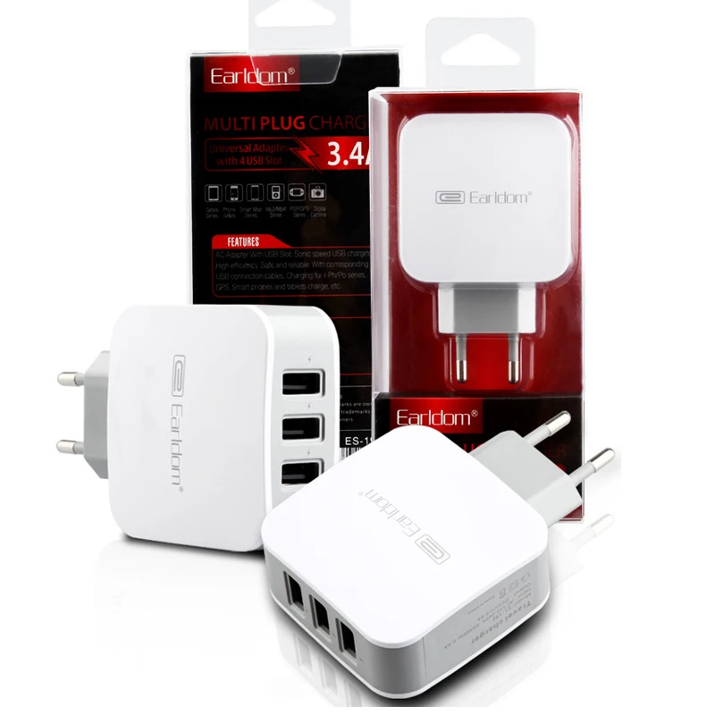 Original 3 Ports 5V 3.4A USB EU Wall Chargers Plug Adapter Charge For