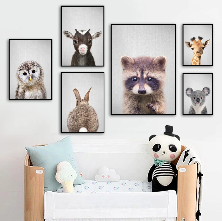 

Rabbit Owl Sheep Raccoon Giraffe Nursery Nordic Posters And Prints Wall Art Canvas Painting Wall Pictures For Living Room Decor