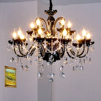 

Black Candle Chandelier For Living room Bedroom Kitchen Dining room lustres luminaria led ceiling decoration crystal chandelier