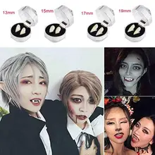 4 Pairs of Custom Fangs Cosplay Vampire Teeth Dentures Halloween Party Props(4 Pairs Packed, 13mm+15mm+17mm+19mm