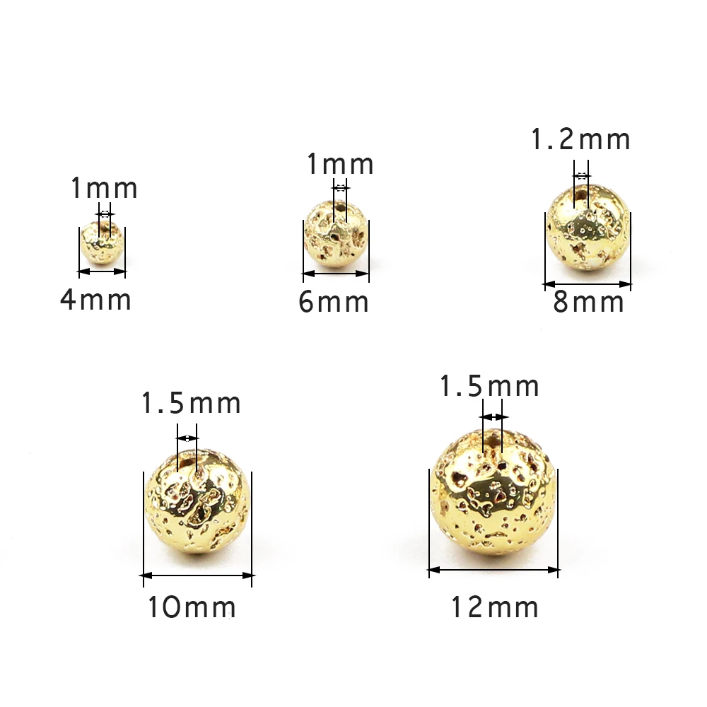 BTFBES плакировка серебро, розовое золото Лава бусины вулканическая скала натуральный камень 4 6 8 10 12 мм свободные бусины для изготовления ювелирных браслетов DIY