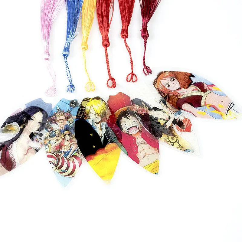 

6pcs Anime One Piece Luffy Bookmarks Waterproof Transparent PVC Plastic Bookmark Beautiful Book Marks Gift