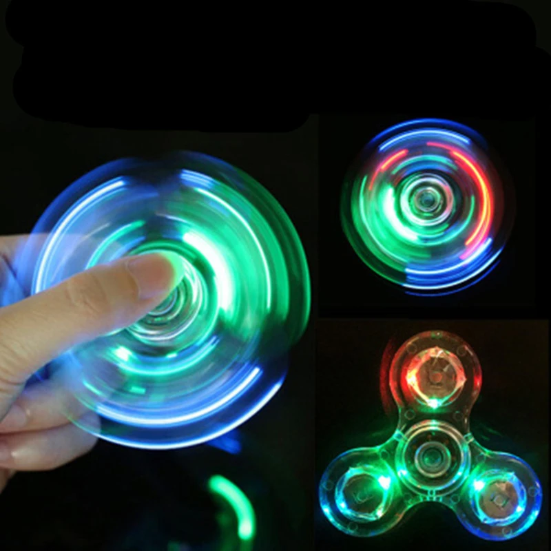 Светящийся светодиодный свет Fidget Spinner ручной Спиннер Спиннеры-мячики светящийся в темноте свет EDC Figet Spiner Бэтмен палец снятие стресса