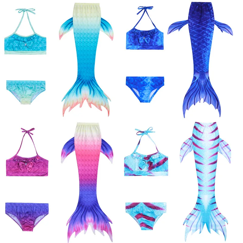 

3Pcs/Set Children Mermaid Tail Swimsuit Kids Costume Cosplay Bikini Set Cute Swimming Suit Princess Children Mermaid Swimwear