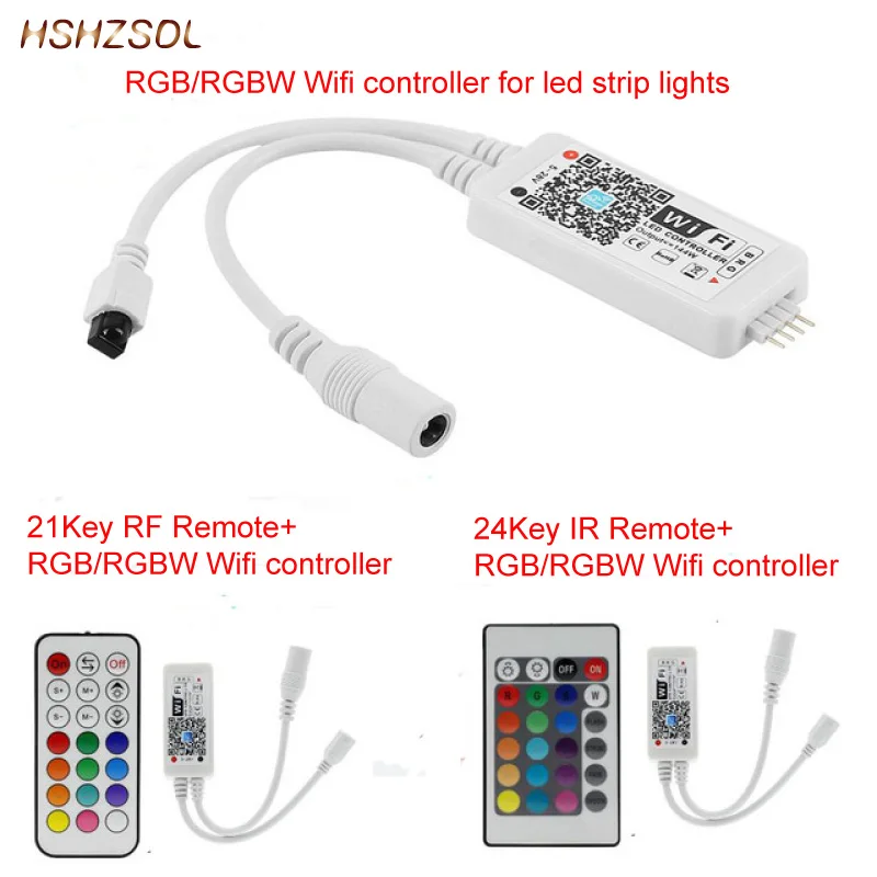DC9V12V24V RGB RGBW Wifi светодиодный контроллер android/IOS + 24Key IR/21key RF пульт дистанционного управления SMD5050 3528 Светодиодный светильник со смартфона