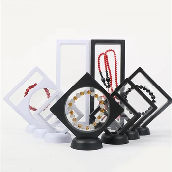 

Fashion PET Cases Displays Square 3D Albums Floating Frame Holder Black White Coin Box Jewelry Display Show Case For Wedding