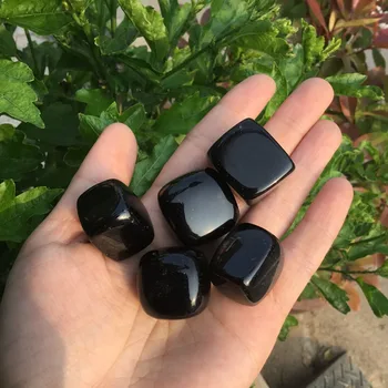 

5PCS Natural Black obsidian Tumbled stone polished mineral crystal cube stones